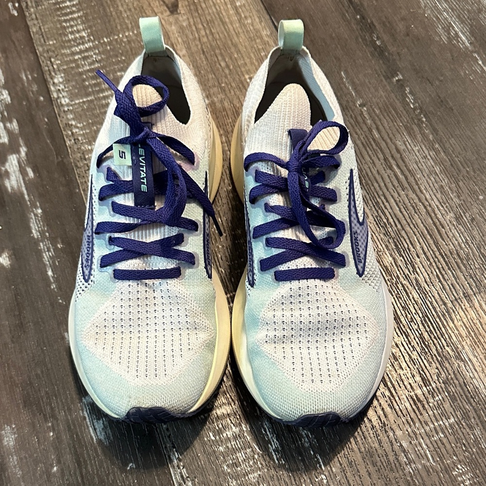 Brooks Levitate 5 Stealth Fit Light Blue and Purple Running Shoes